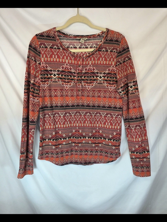 Lucky Brand Tops - Lucky Brand Women's Aztec Southwestern Geometric Boho Fair Isle Henley Size L